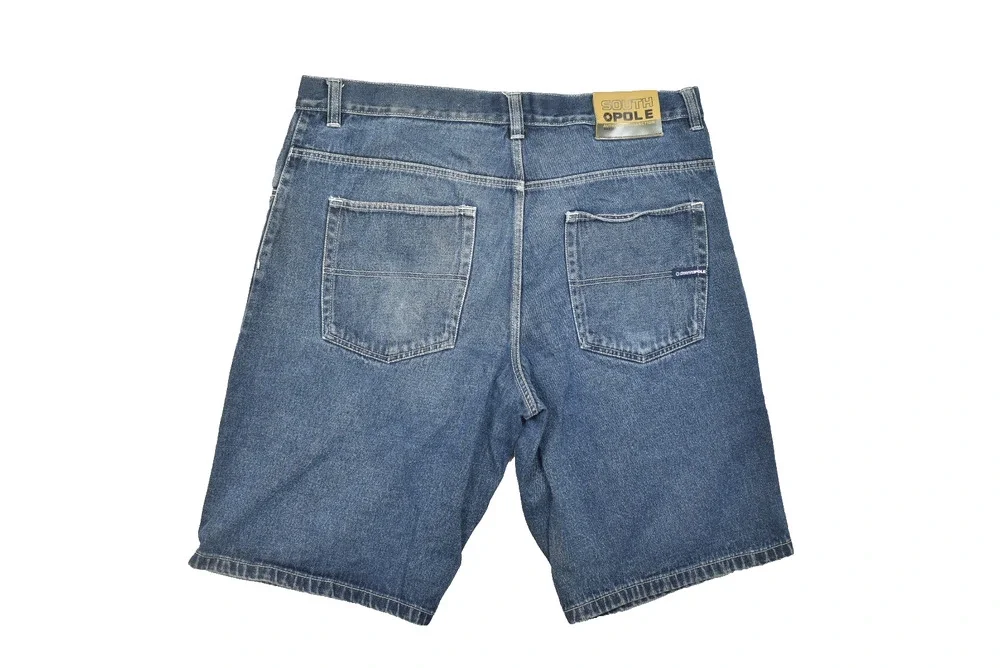 Southpole Men's Blue Denim Shorts Size 42 Baggy Loose Fit 100% Cotton Y2K